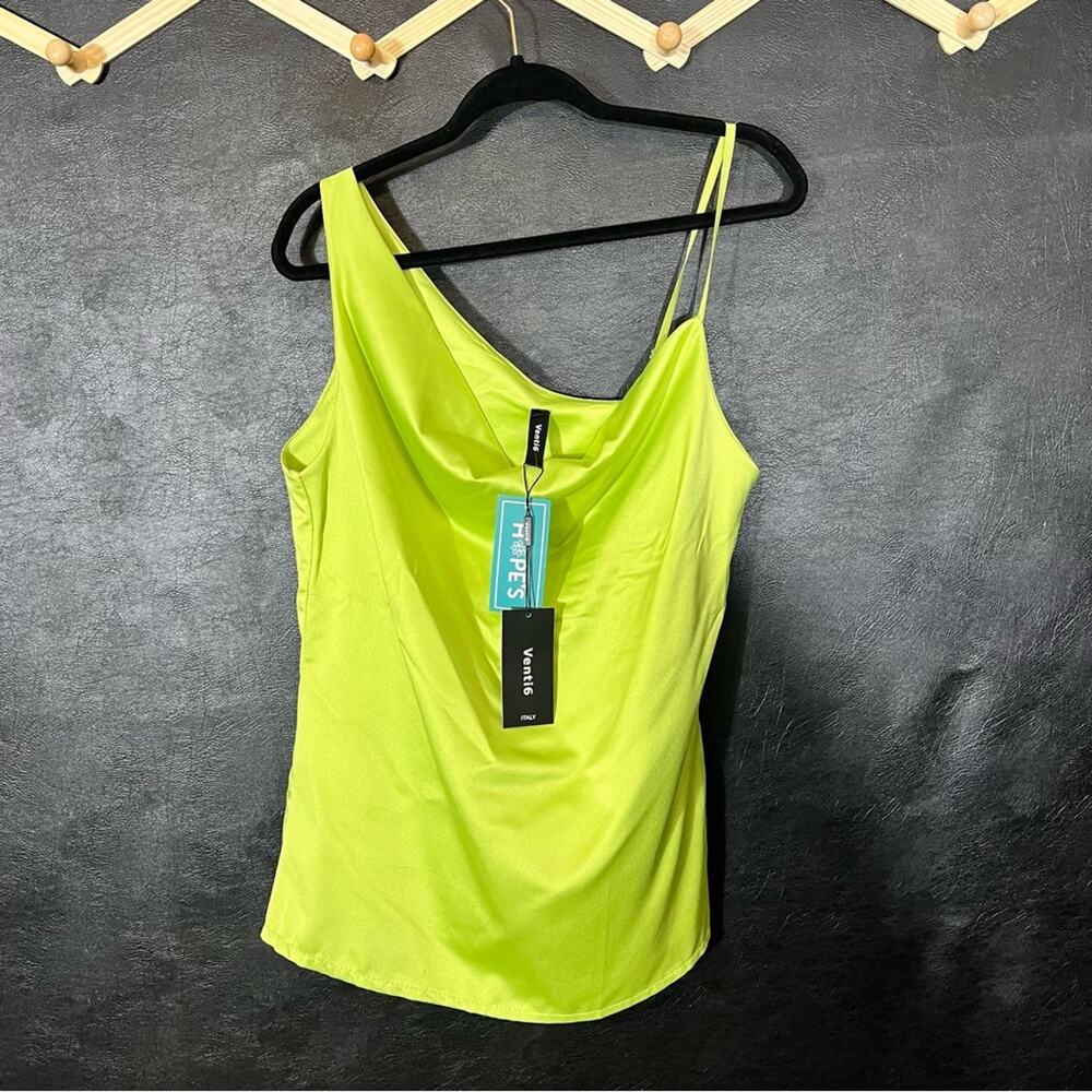 Venti6 Lime Green One Shoulder Tank Top Size Medium